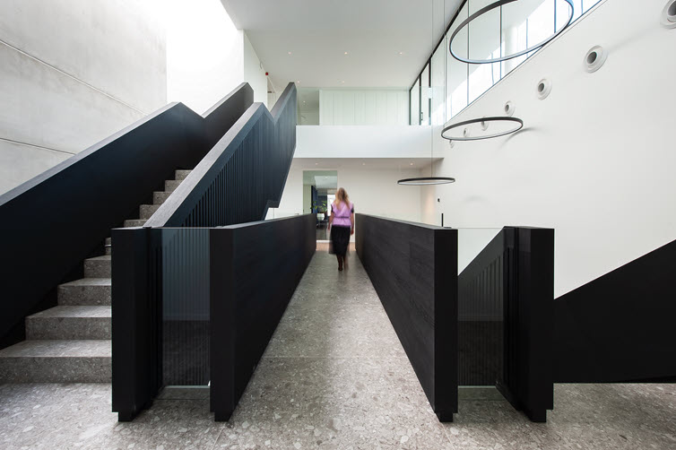 Black Master Oak with oak feel matches perfectly with concrete and tile floors.